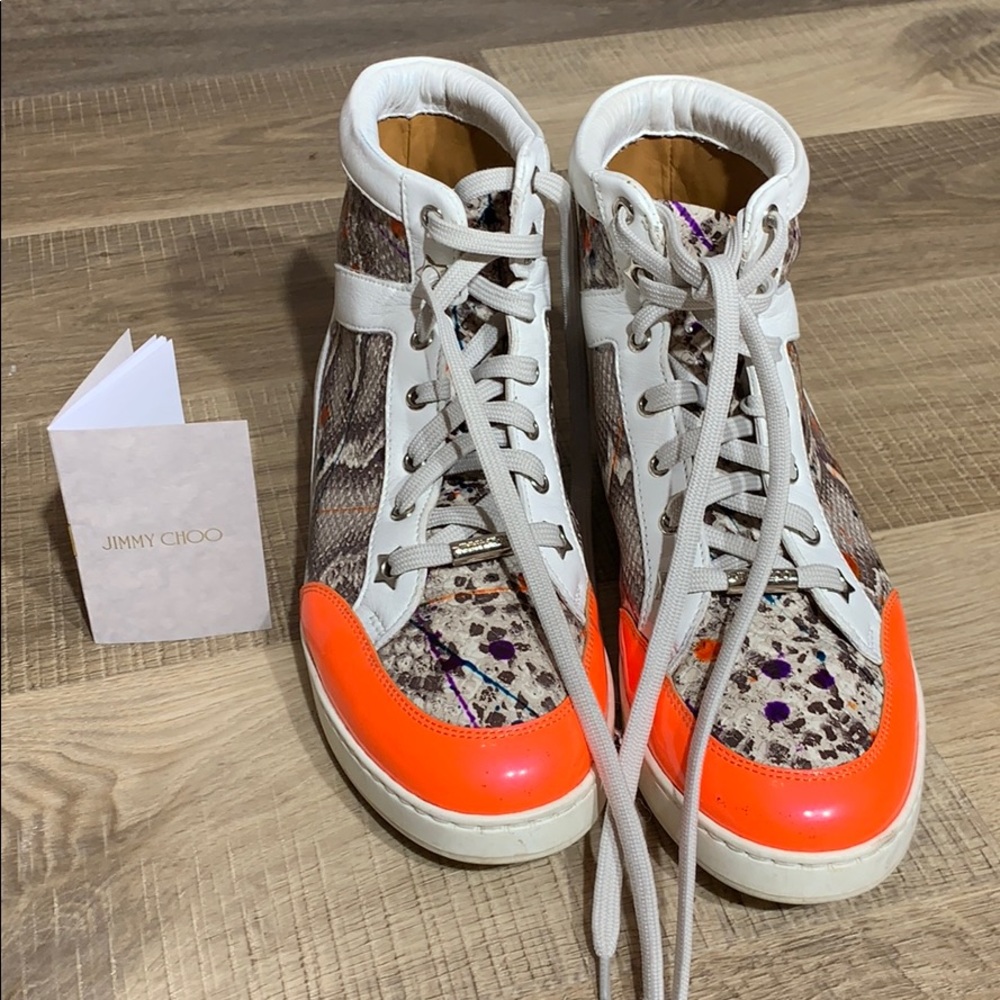 Jimmy Choo Snakeskin Graffiti Sneakers 36.5